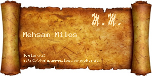 Mehsam Milos névjegykártya